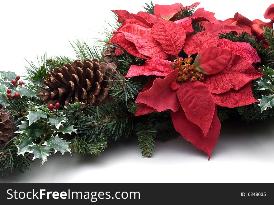Festive holiday Christmas flower decorations. Festive holiday Christmas flower decorations