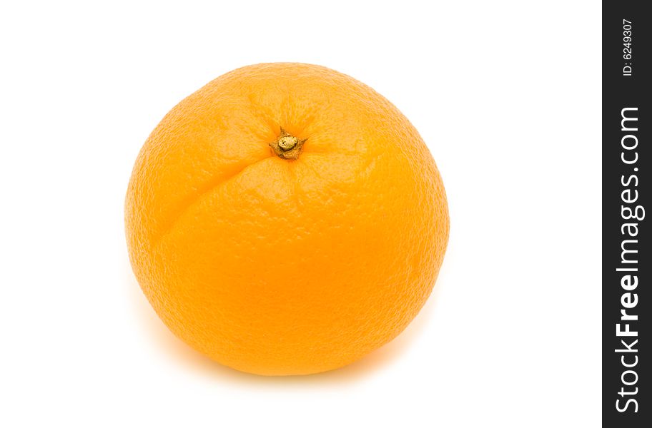 Single orange on white background