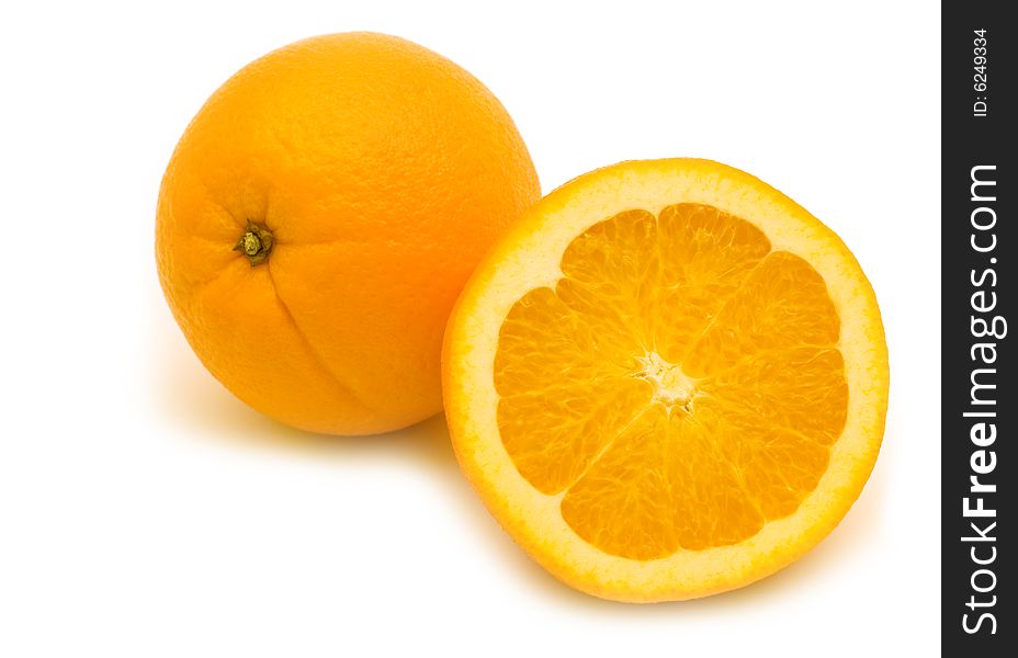 Fresh slice orange on white background