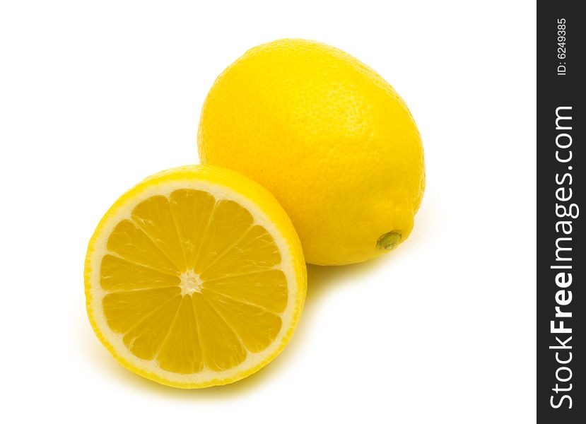 Fresh slice lemon on white background