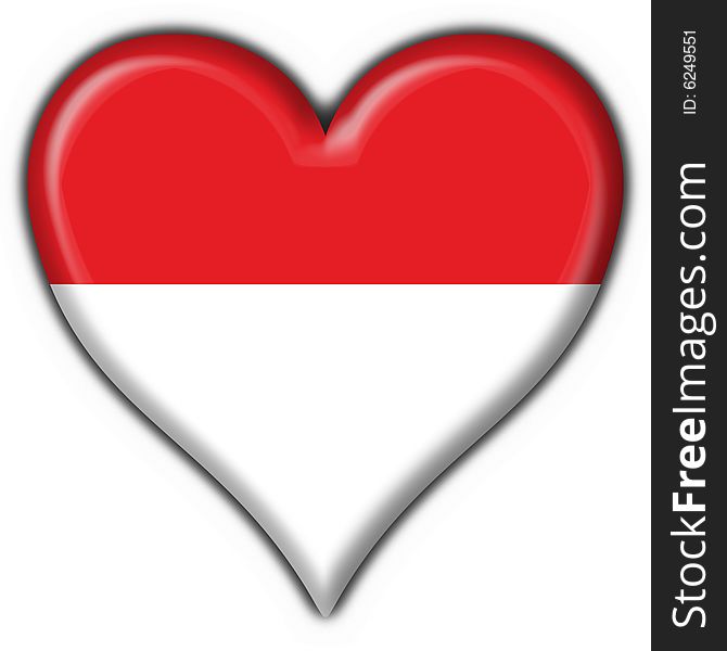 Indonesia Button Flag Heart Shape
