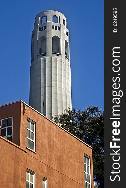 This is a picture of Coit Tower from South of Telegraph Hill in San Francisco. This is a picture of Coit Tower from South of Telegraph Hill in San Francisco