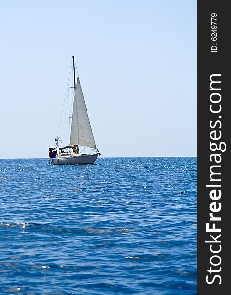 Sailboat on black sea - Crimea, Ukraine