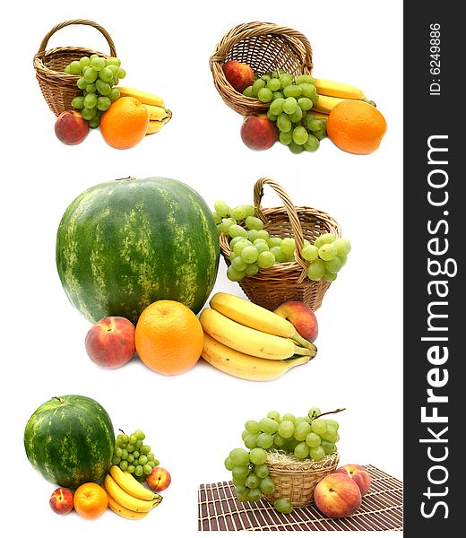 Watermelon with fruit on a white background