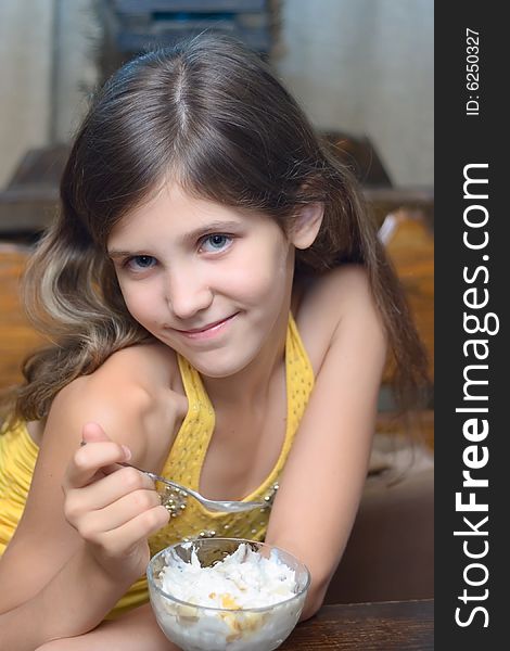 Portrait teen girl and dessert for your design