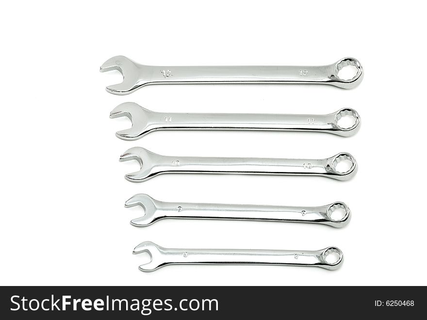 Spanners isolated on white background