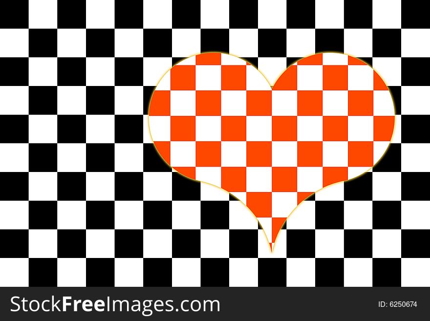 Symbol of heart and background from squares