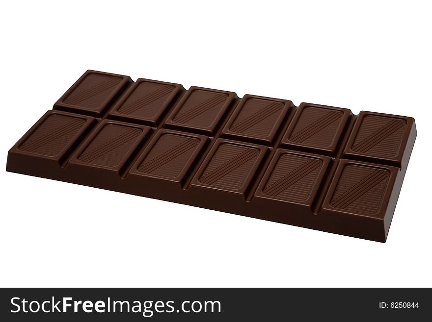 Tasty dark chocolate on a white background