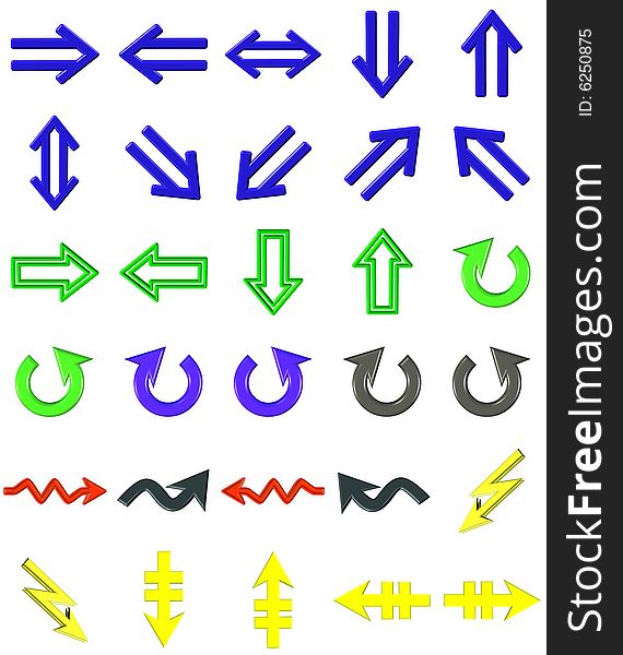 Illustration 3d colored arrows for Web graphics. Illustration 3d colored arrows for Web graphics