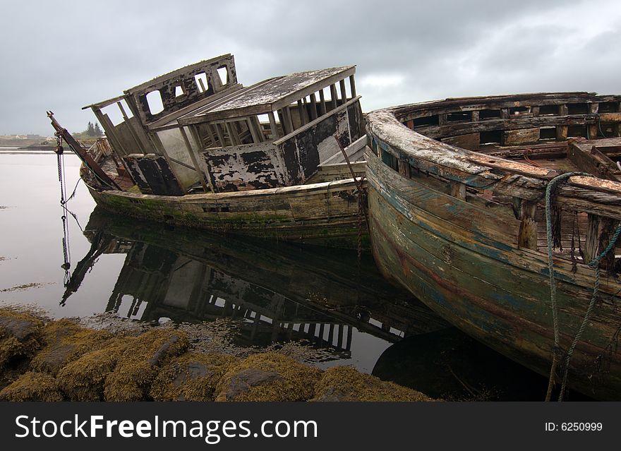 Ship wrecks on a shore of Isle of Mull