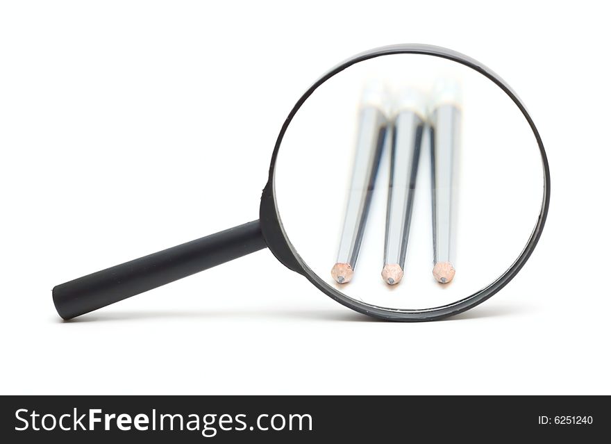 Glass And Pencils Isolated On White