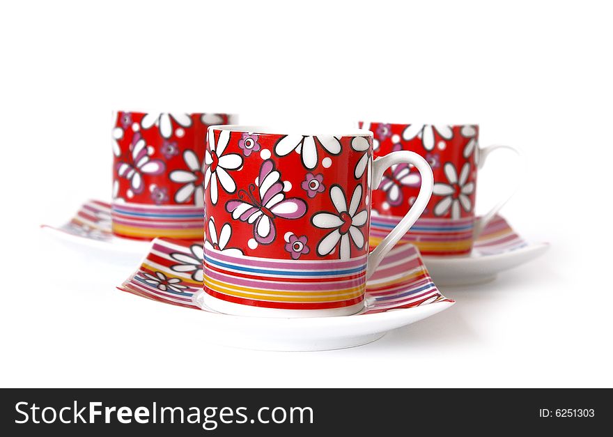 Cups Of Black Coffee Isolated