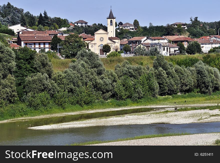 View of a peaceful Piedmont's village in Italy, near Asti. View of a peaceful Piedmont's village in Italy, near Asti.