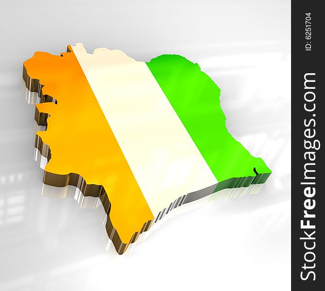 3d Flag Map Of Cote D Ivoire