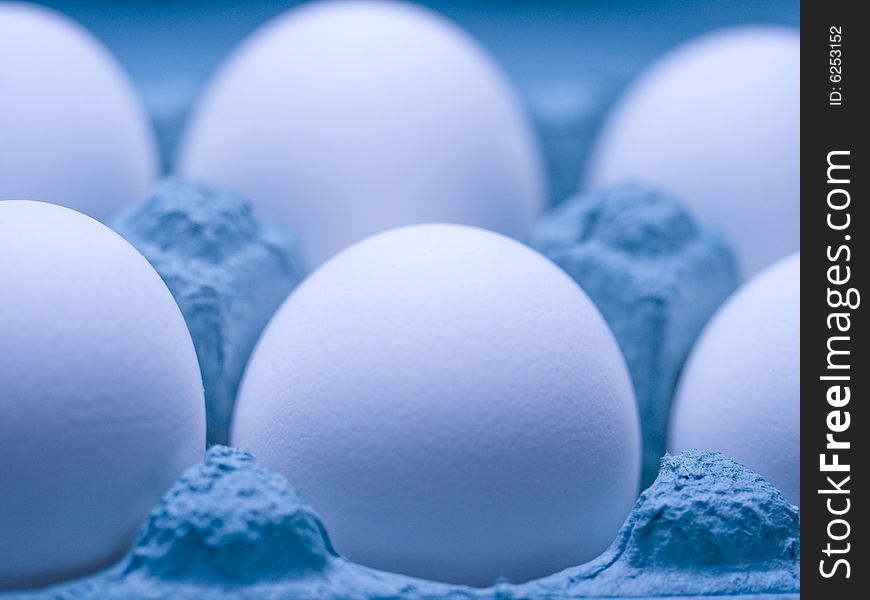 Eggs on a Tray in Blue Cast