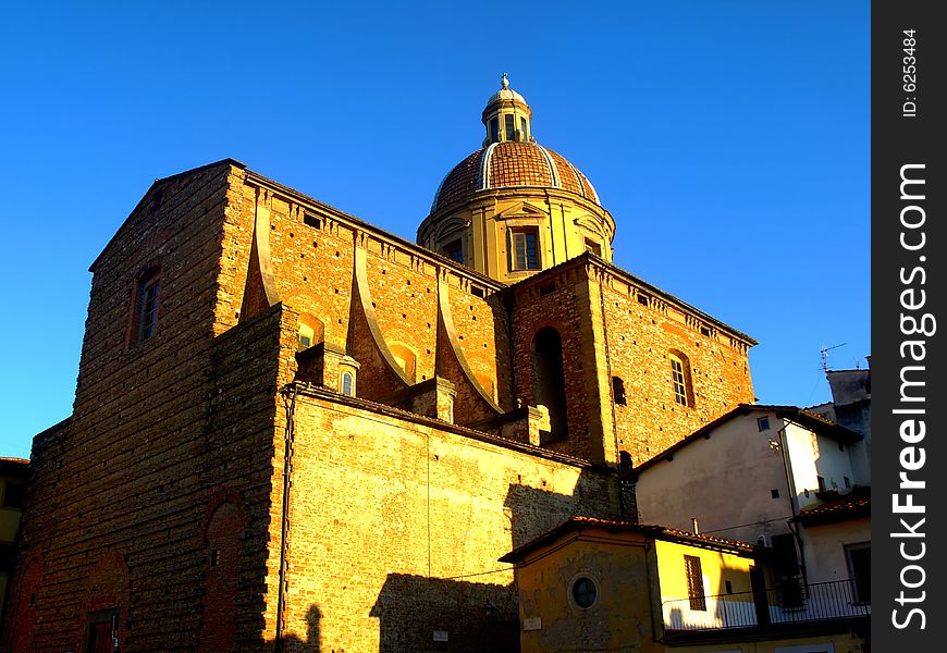 A beautiful shot of the Cestello church in Florence at the sunset hour