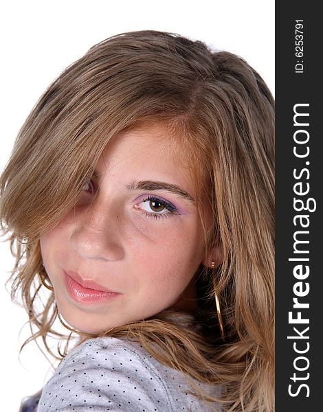 Headshot of cute pre-teen girl. Headshot of cute pre-teen girl