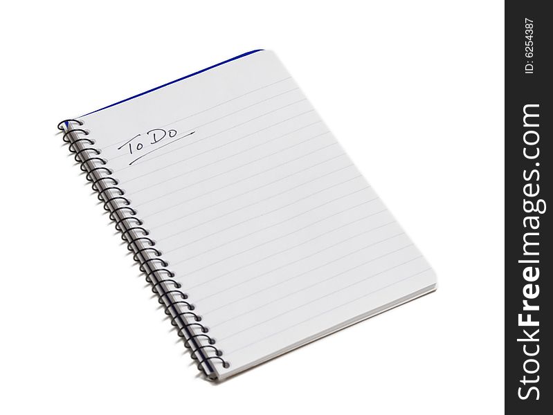 Basic note pad isolated on white background as to do list. Basic note pad isolated on white background as to do list