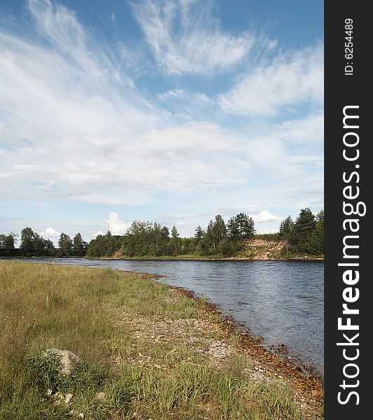 Riverbank In Sunny Day