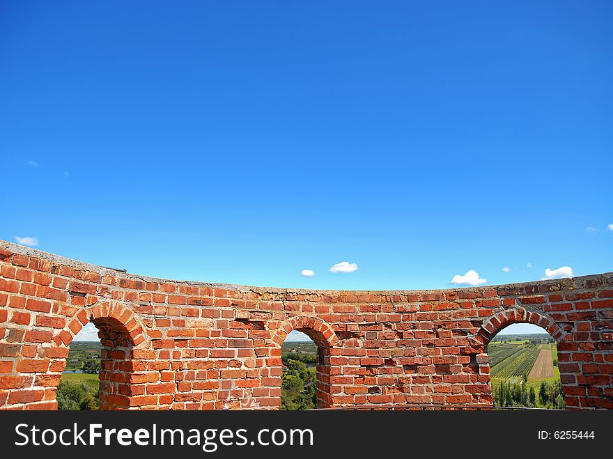 View from top of medieval castle tower.