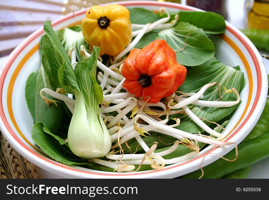 Asien frech vegetables and noodles. Asien frech vegetables and noodles