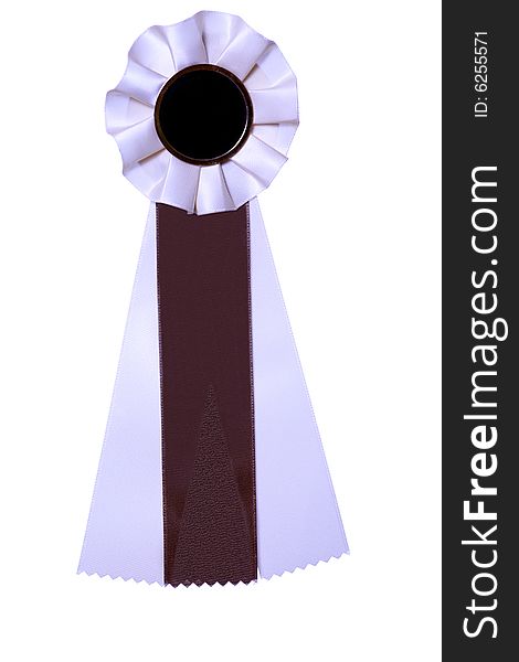 Brown and white ribbon prize. Brown and white ribbon prize