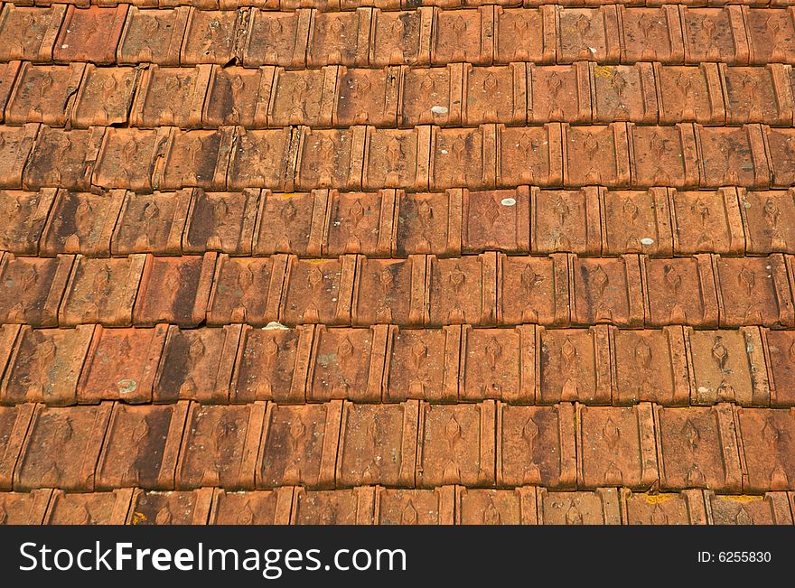 A tiled roof in France. A tiled roof in France
