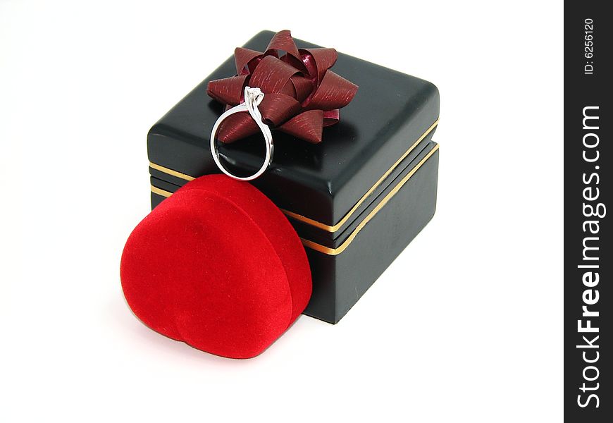 Wedding ring on red heart