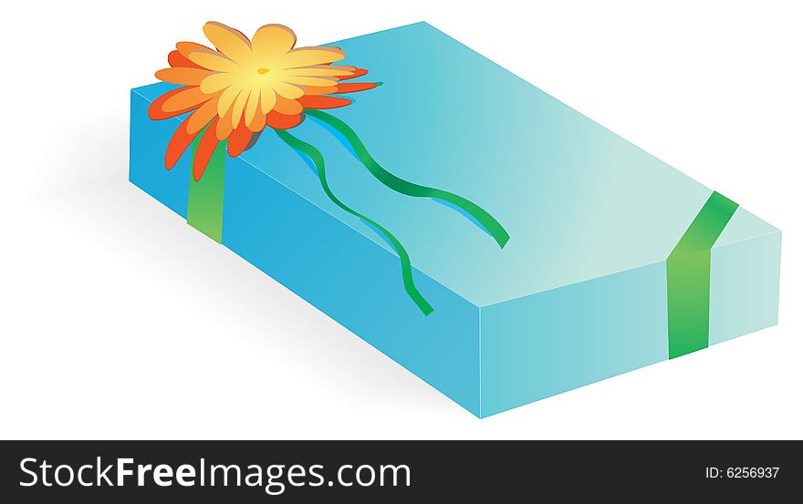 A box with flower. Vector illustration