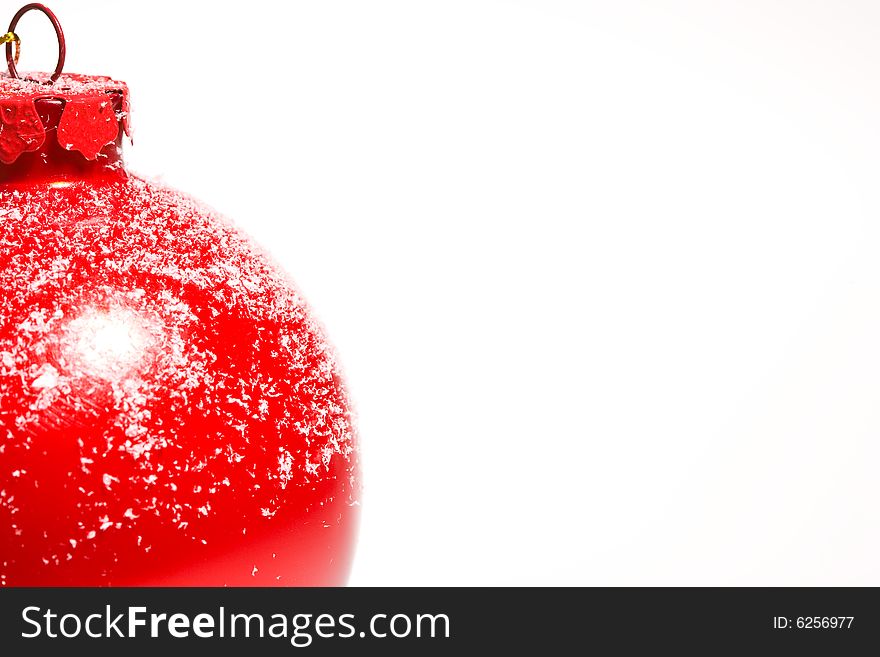 Red Christmas bauble isolated with copyspace