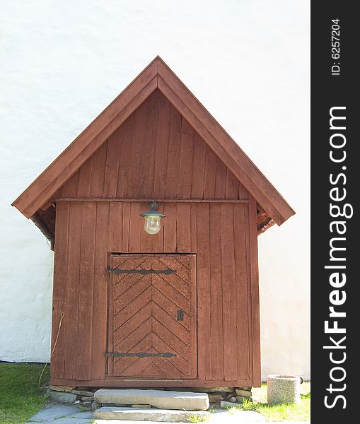 Entrance to the medieval church Tanum in Norway. Entrance to the medieval church Tanum in Norway