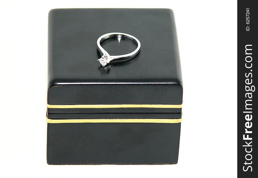 Wedding ring on jewelery box. Wedding ring on jewelery box