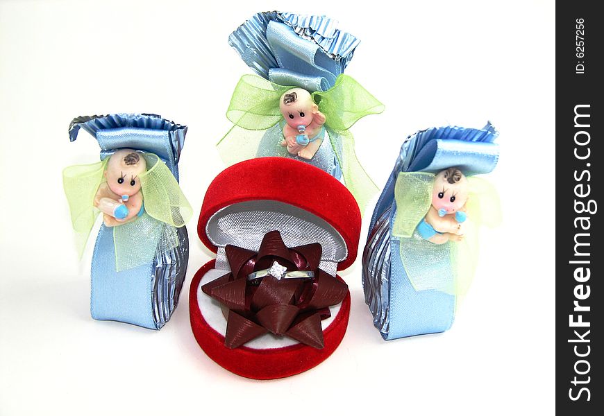 Wedding ring in jewel case and baby curiositys