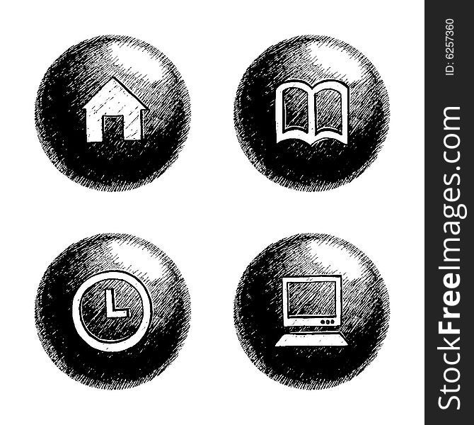 Sketchy style buttons for multimedia interface. Sketchy style buttons for multimedia interface.