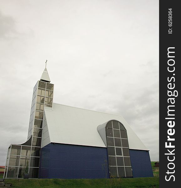 Glass and metal church in Iceland