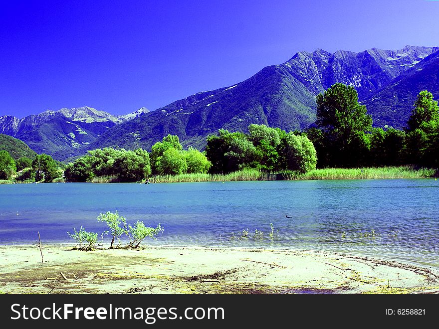 Lake and mountains