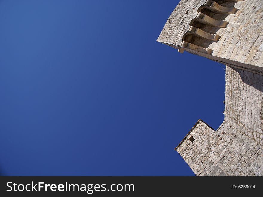 Limestone tower on citywalls in Croatia Dubrovnik