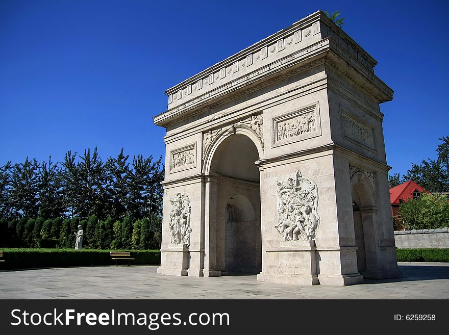 A Western-style building,Arch of Triumph in a park in China. A Western-style building,Arch of Triumph in a park in China
