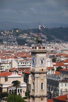 Cityscape Of Nice With Flag On Tower Stock Image