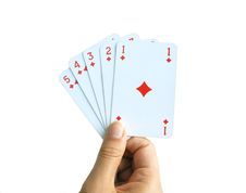 Playing Cards, Ace To Five Of Diamonds. Stock Image