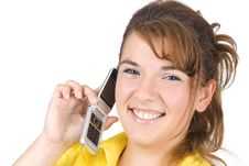 Girl Talking On The Phone Stock Photos