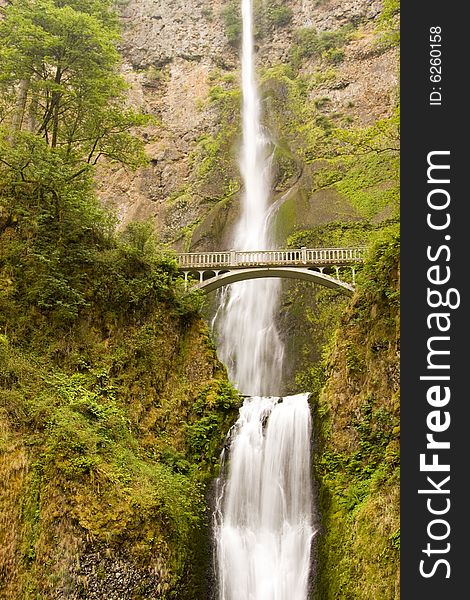 Waterfall with bridge