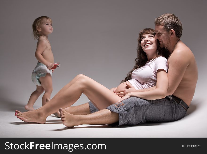 Young Family In Studio