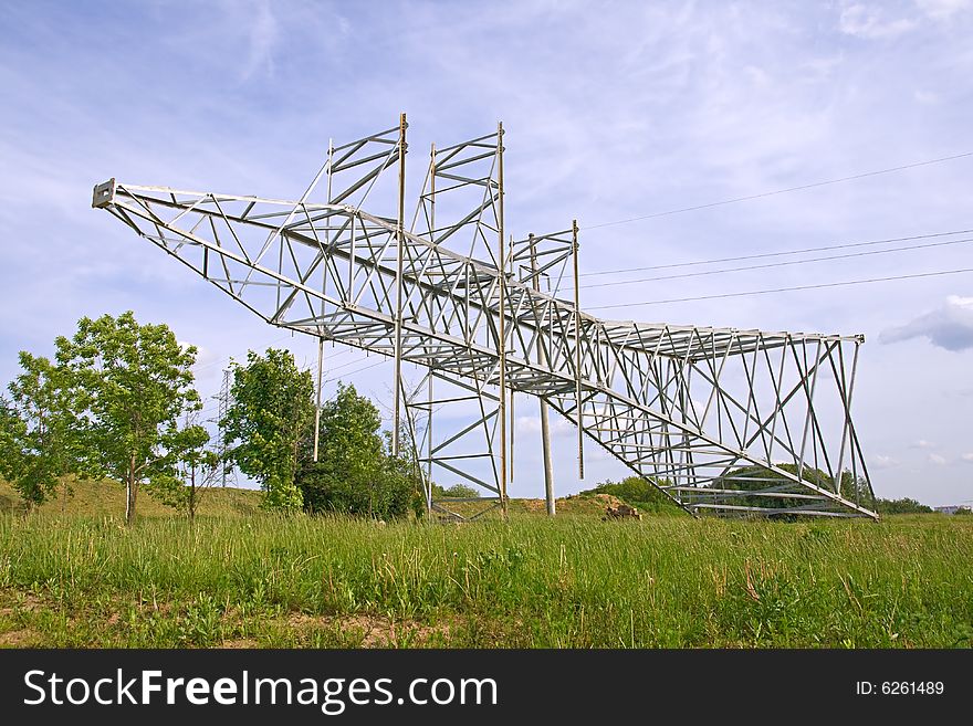 A power transmission pole ready to be mounted. A power transmission pole ready to be mounted