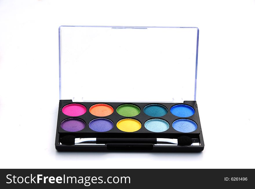 Shot of an eyeshadow palette on white