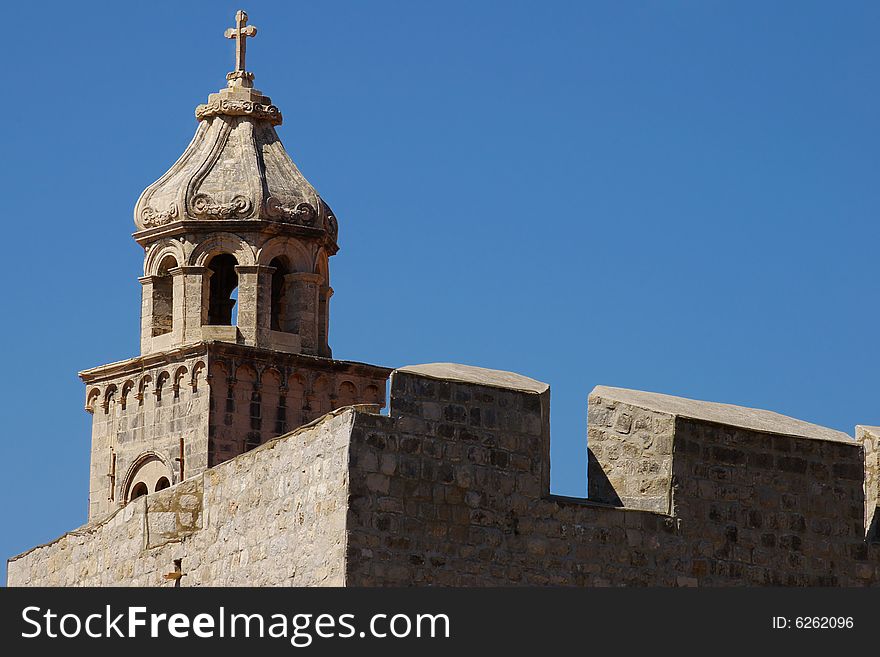 On a photo Dubrovnik old city, dome.