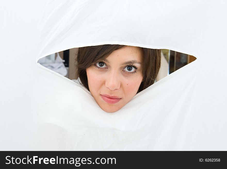 Attractive Girl Over White Background