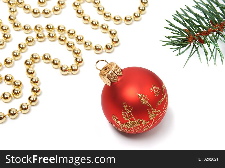 Different christmas decoration on white background.