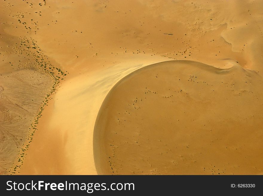 Dune in the desert of namibia photographed from airplane. Dune in the desert of namibia photographed from airplane