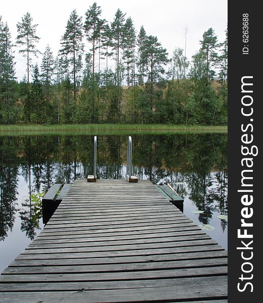 Wharf in a lake in Finland. Wharf in a lake in Finland